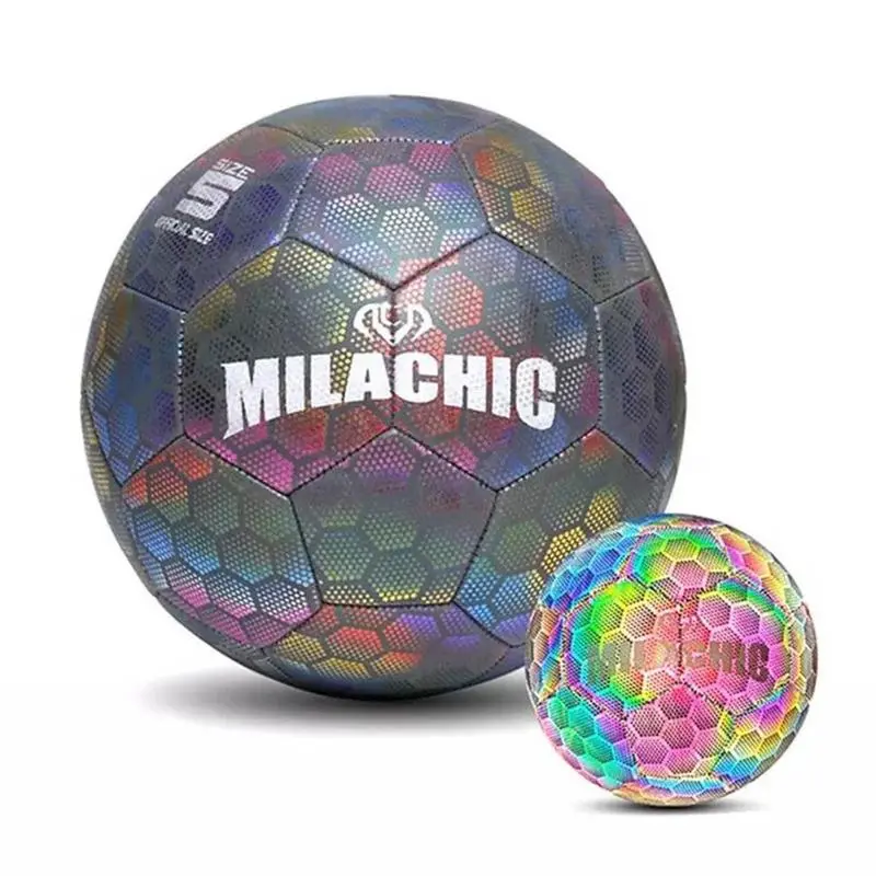 Reflective Soccer Ball Luminous Footballs Night Glowing Soccer 4/5 Ball Light Up Training Football Match Ball For Kids Children