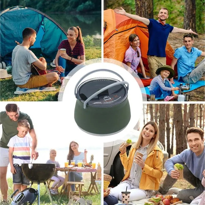 Foldable Coffee Pot Silicone Hiking Camping Kettle Foldable Outdoor Camping Kettle Portable Camping Coffee Pot For Outdoor