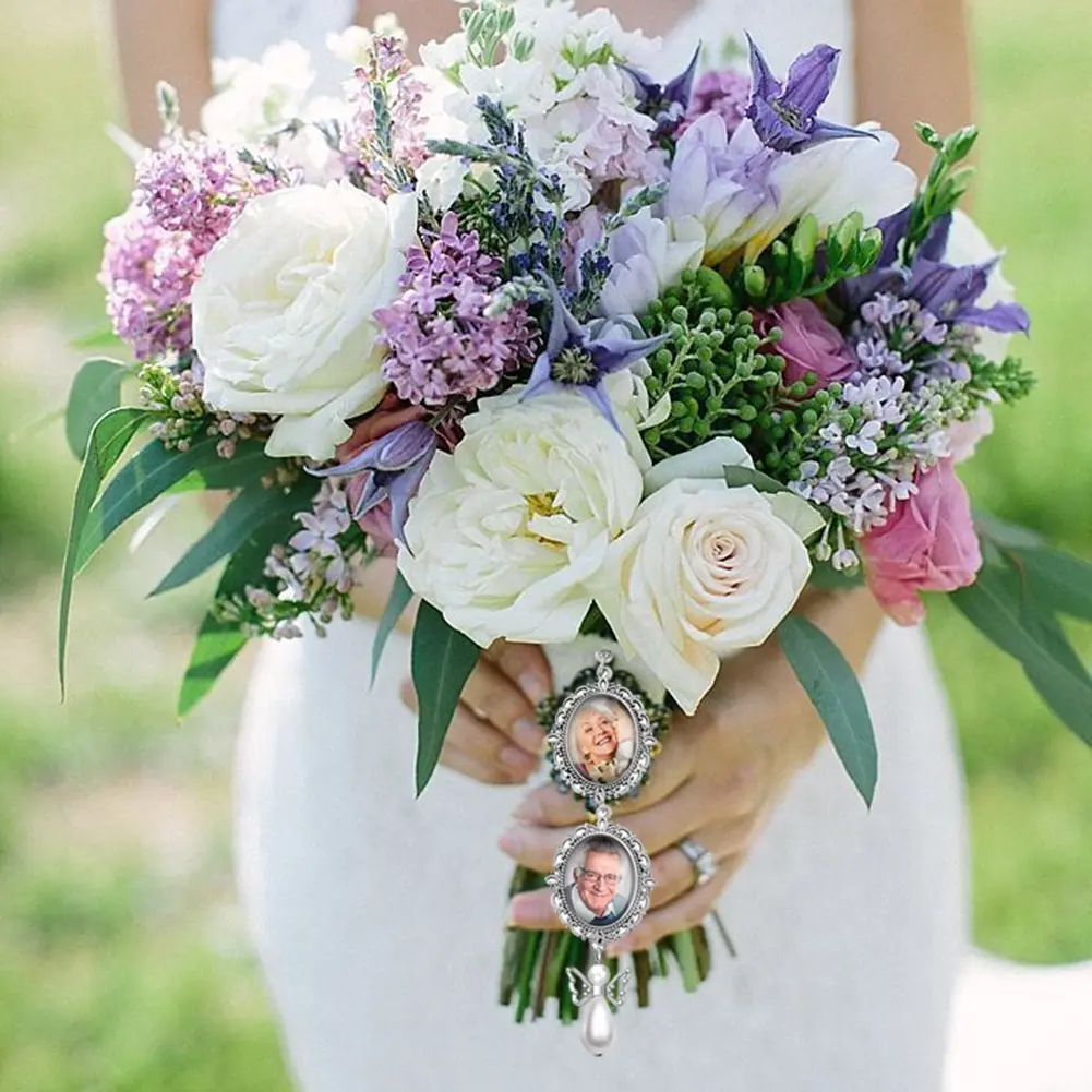 Pin Pendant Wedding Bouquet Photo Charms Pearl Pendant for Bridal Wedding Party