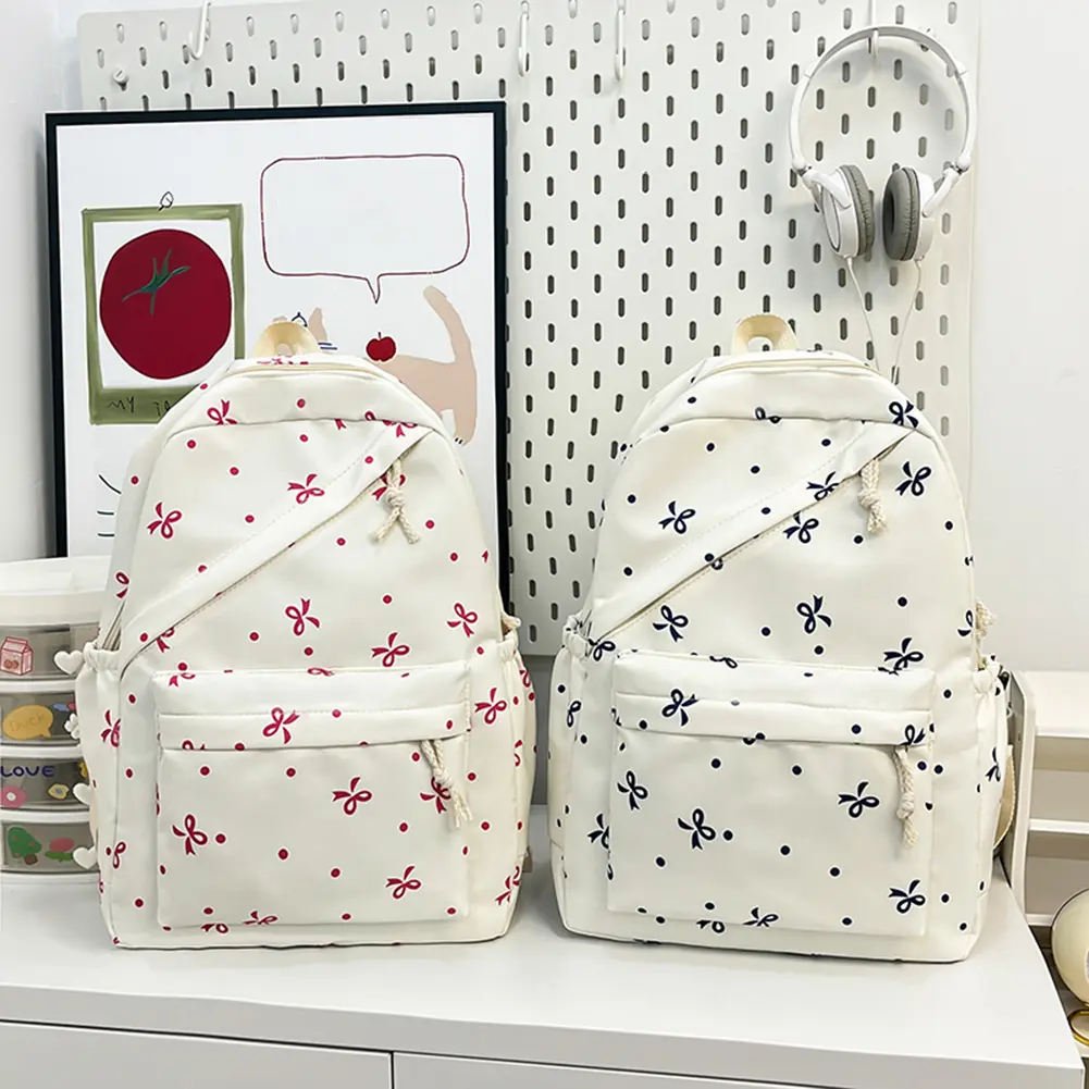 3-in-1 Bow Tie College School Backpack with Lunch Box and Pencil Case Cute Girl Backpacks Backpack Set for Teens Women Student