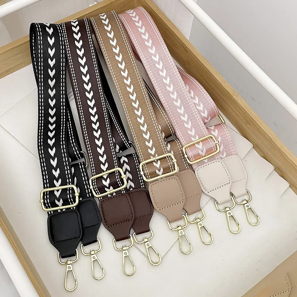 Women Boho Shoulder Strap Wide 4cm Jacquard Shoulder Strap Adjustable Jacquard Embroidered Straps for Bags Strap Replacement