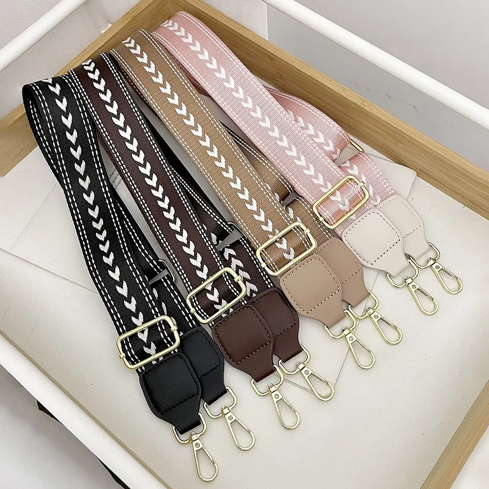 Women Boho Shoulder Strap Wide 4cm Jacquard Shoulder Strap Adjustable Jacquard Embroidered Straps for Bags Strap Replacement