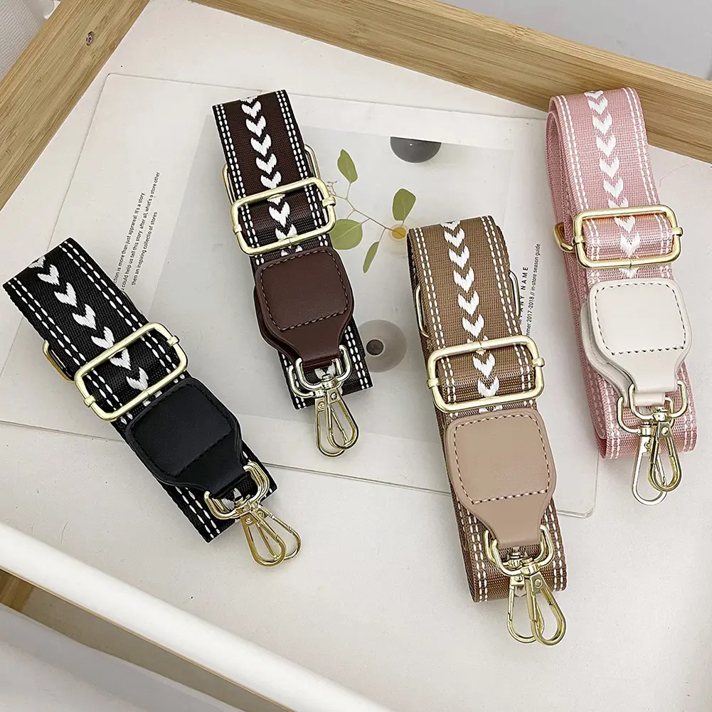 Women Boho Shoulder Strap Wide 4cm Jacquard Shoulder Strap Adjustable Jacquard Embroidered Straps for Bags Strap Replacement
