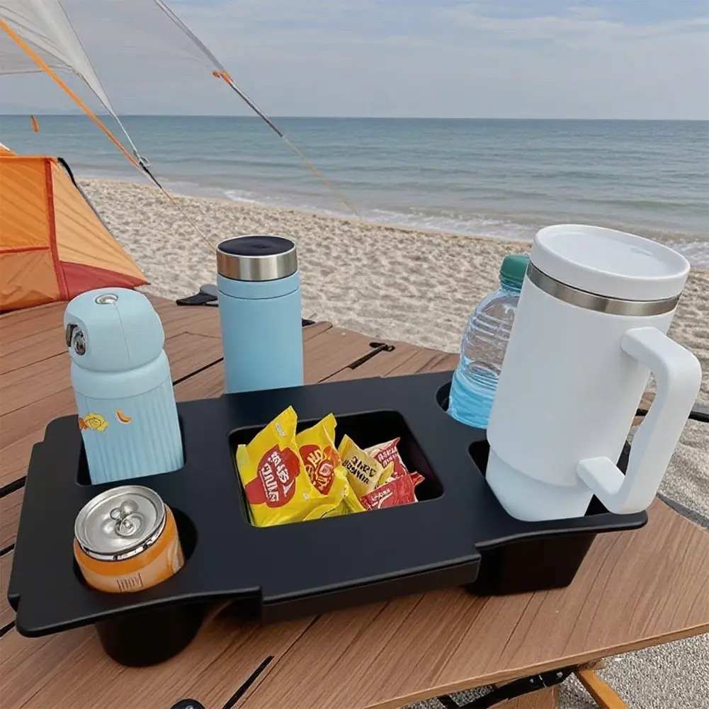 Cup Organizer Holder Waterproof Bag Top Phone Holder Multifunctional Bag Top Storage Tray 5 Compartment for Outdoor Beach