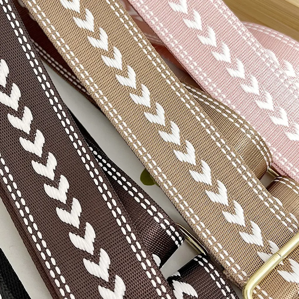 Women Boho Shoulder Strap Wide 4cm Jacquard Shoulder Strap Adjustable Jacquard Embroidered Straps for Bags Strap Replacement