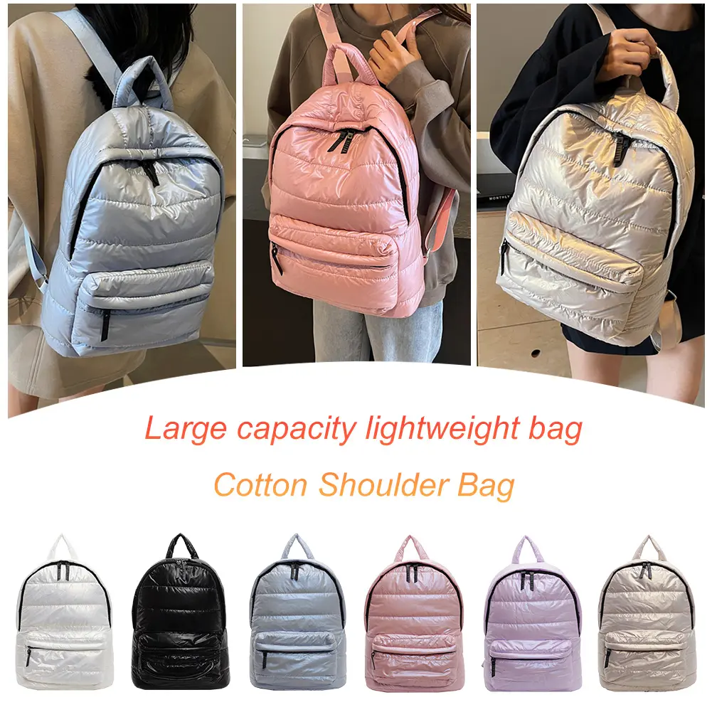 Puffer Daypack Multi Pocket for Women Men Handbag Adjustable Strap Shoulder Bag for Work Travel