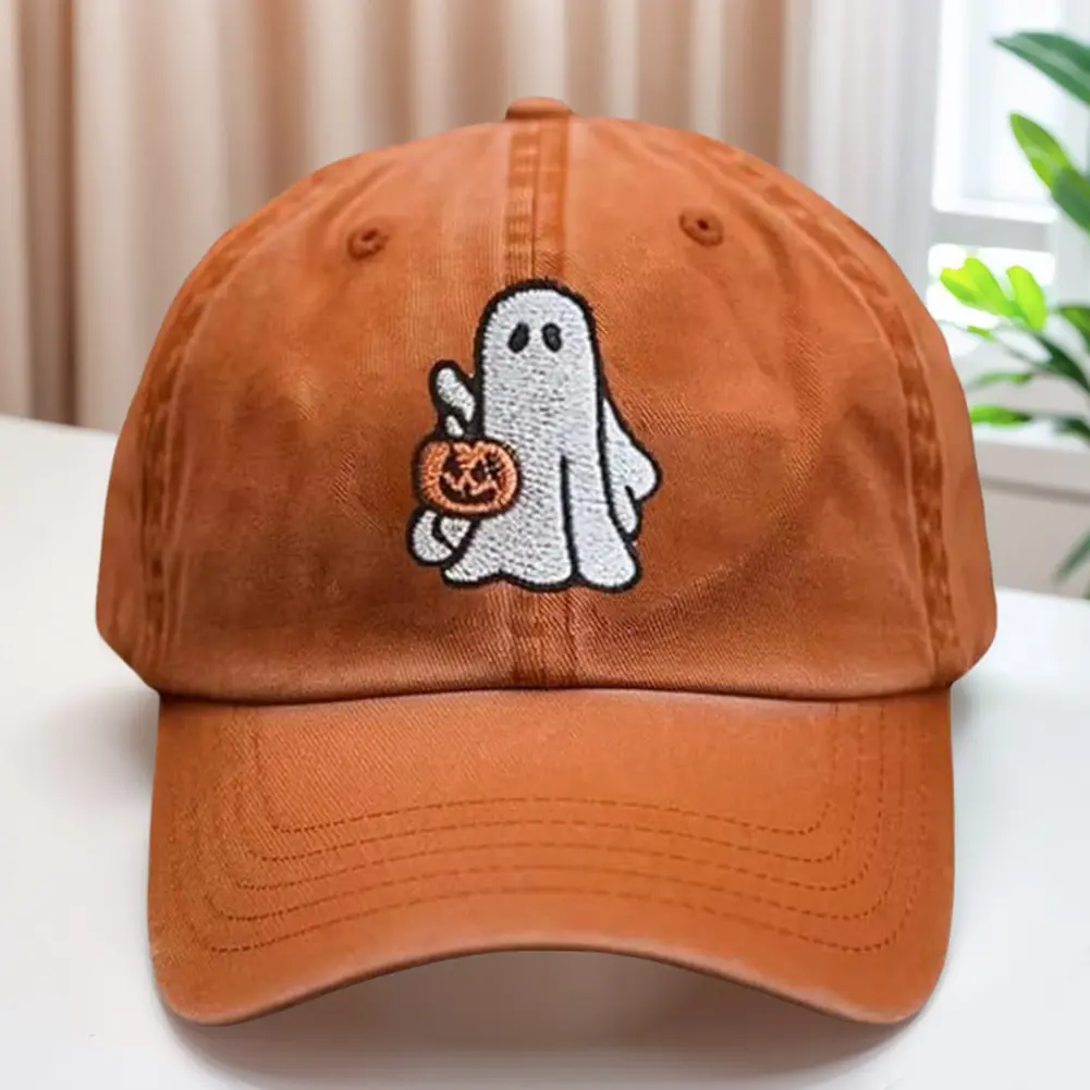 Fashion Men Women Sun Hats Halloween Unisex Baseball Hats Pumpkin Embroidery Baseball Cap for Parties Outdoor Activities Camping