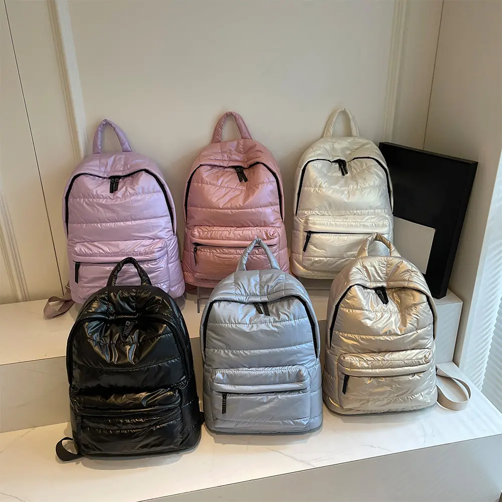 Puffer Daypack Multi Pocket for Women Men Handbag Adjustable Strap Shoulder Bag for Work Travel