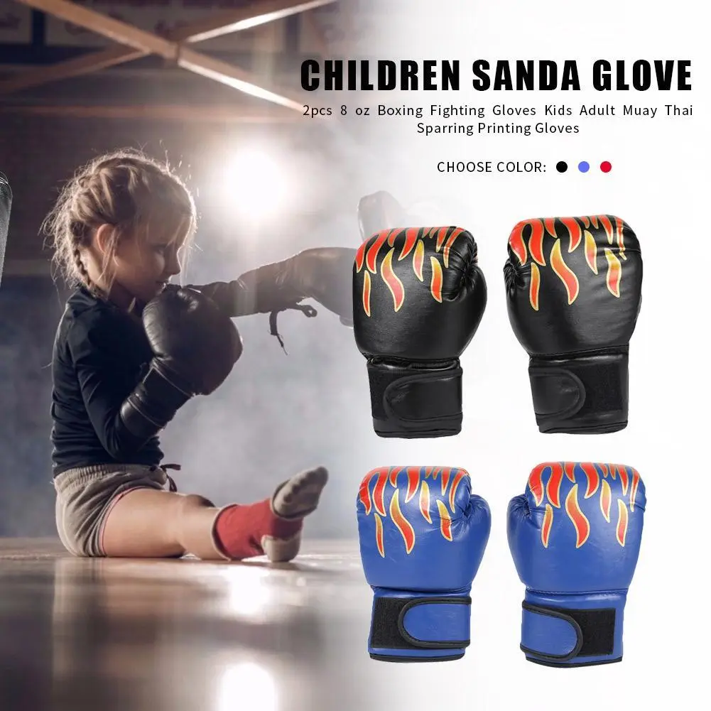 2Pcs Kids Boxing Gloves PU Leather Training Gloves Breathable Muay Thai Mitts Taekwondo Mitts for Punching Bag