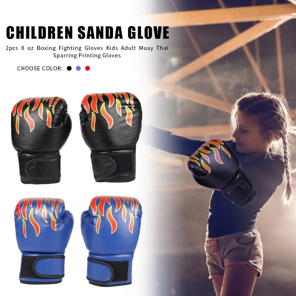 2Pcs Kids Boxing Gloves PU Leather Training Gloves Breathable Muay Thai Mitts Fighting Mitts for Punching Bag