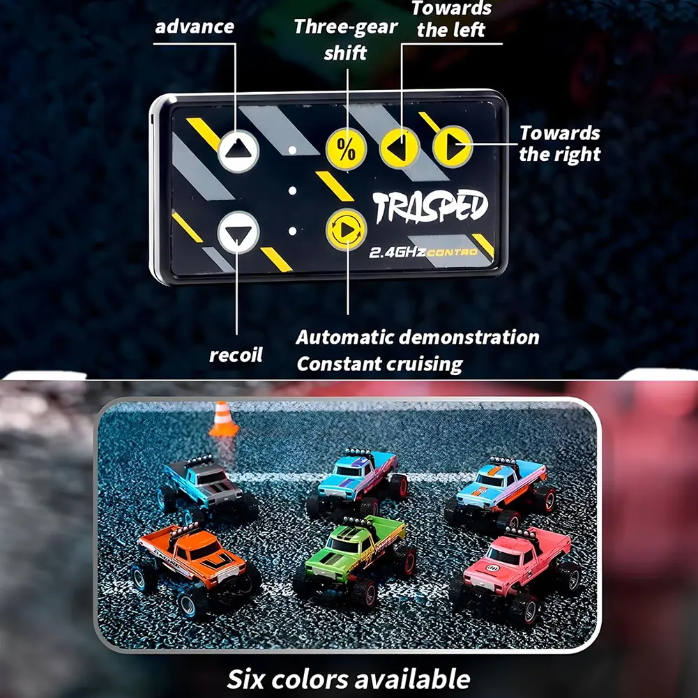 Remote Control Truck with Lights & Trailer All Terrain Off-Road Truck Toy 1:64 Scale Adjustable Speed/Steering Children Toy Gift