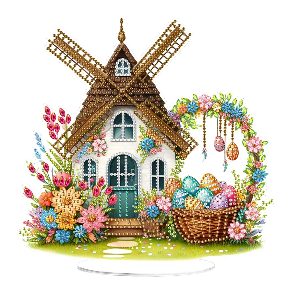 Acrylic Special Shape Easter Cat Desktop Diamond Art Kits Rhinestones Desktop Ornaments 5D DIY Diamond Art Tabletop Decorations