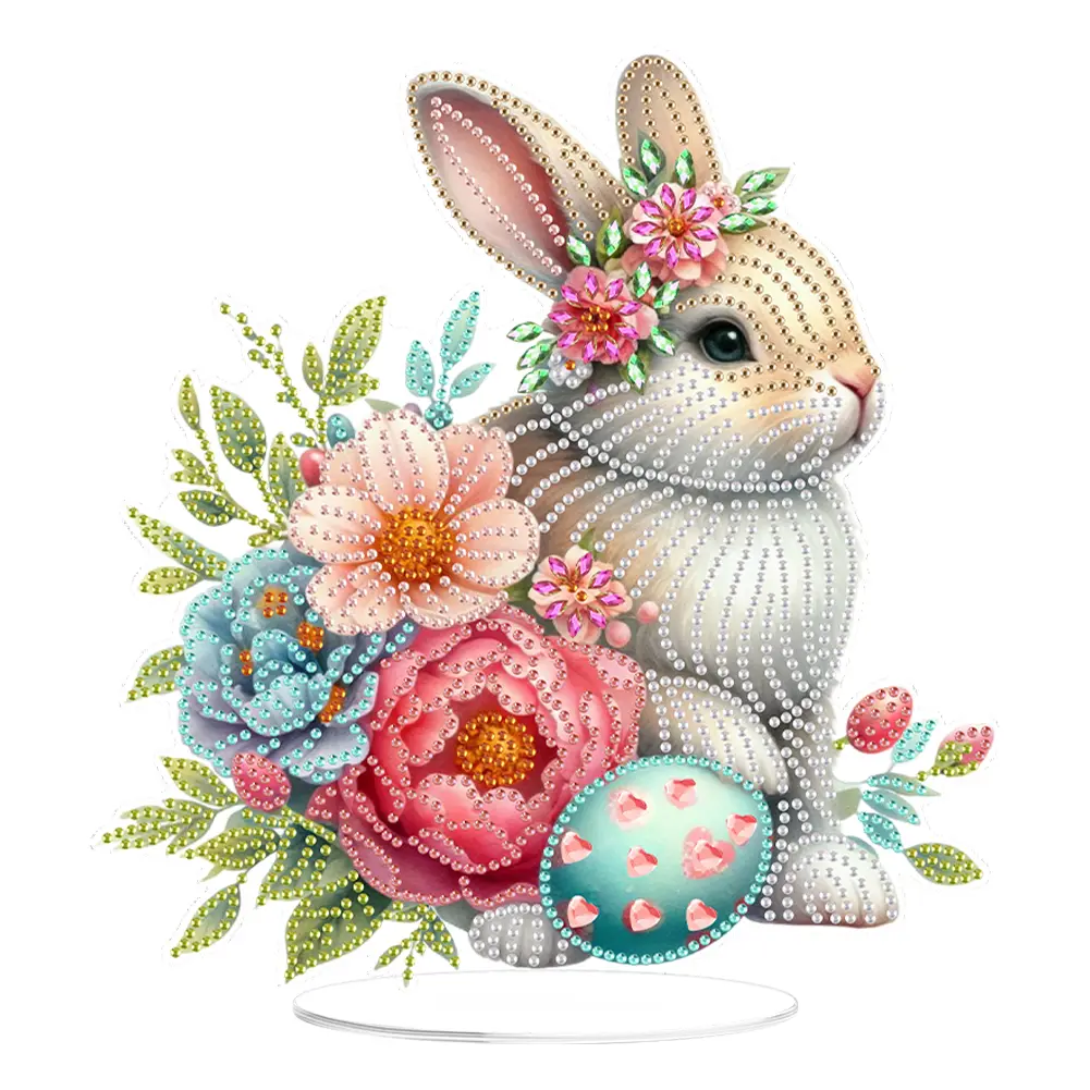 Acrylic Special Shape Easter Cat Desktop Diamond Art Kits Rhinestones Desktop Ornaments 5D DIY Diamond Art Tabletop Decorations
