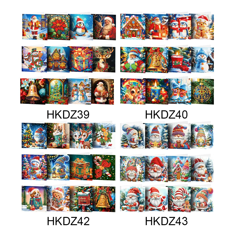 12Pcs Special Shape Christmas Snowman Rhinestone Painting Card Kit Diamond Daily Wish Card for Adults Holiday Friends Family