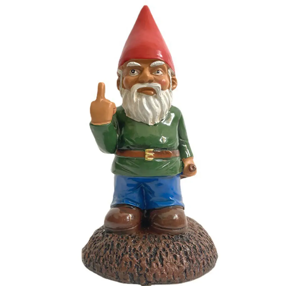 Middle Finger White Beard Dwarf Ornament Outdoor Resin Crafts 5.9in Tall Middle Fingler Lawn Statue Figurine Resin Garden Statue