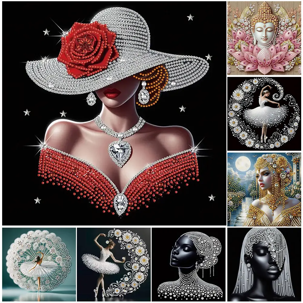 5D DIY Partial Special Shaped Drill Diamond Painting Kit Lady Decoration