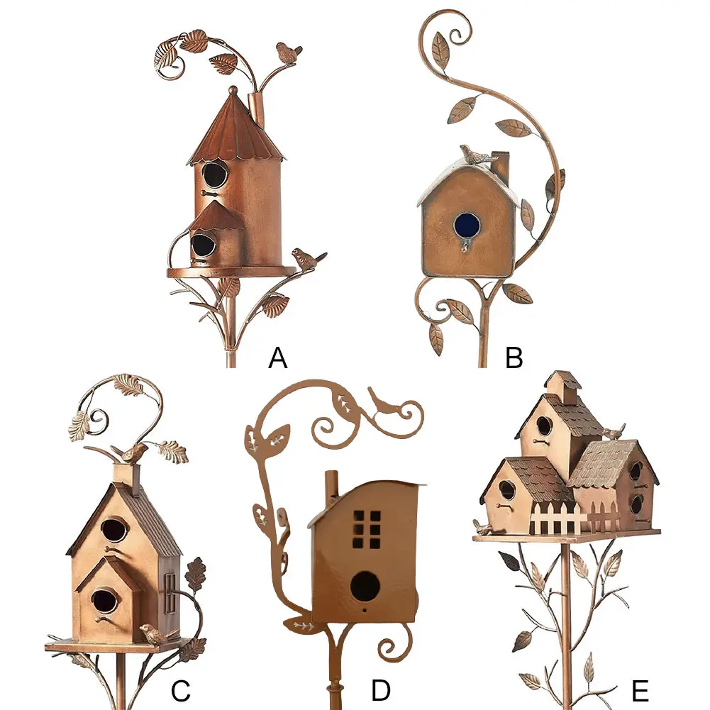 Garden Outdoor Metal Birdhouse Decoration Bird Houses for Outside with Pole Bird House Pole for Outdoor Yard Garden Decor