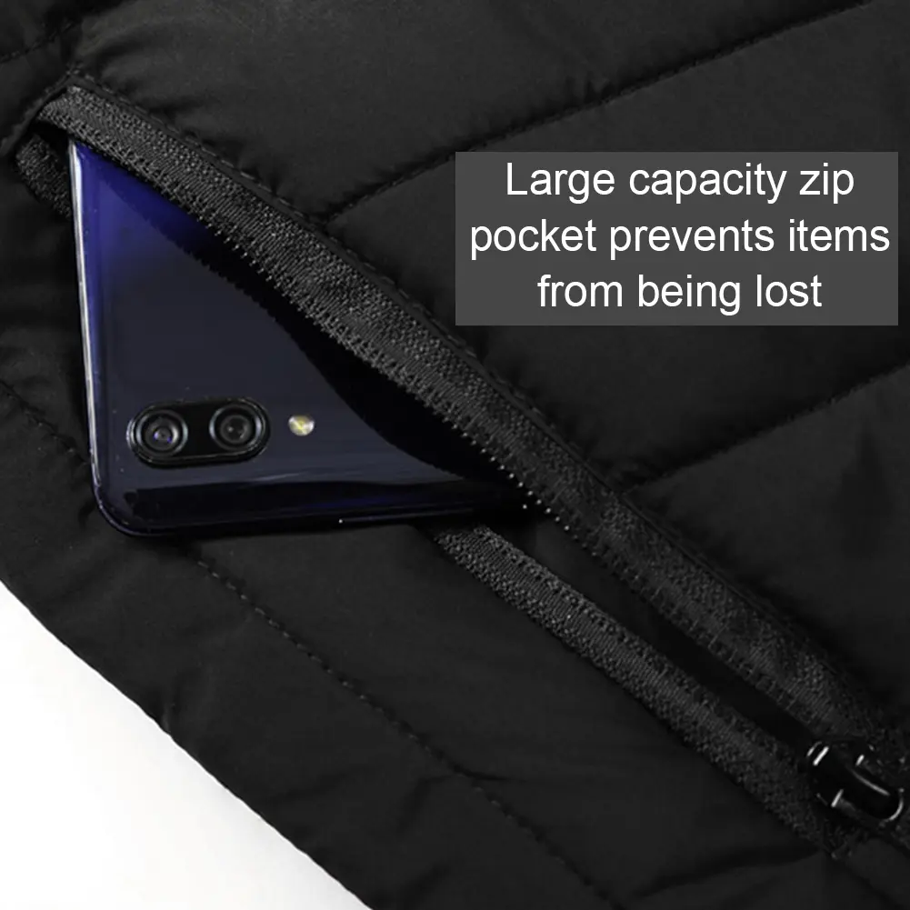 Intelligent Thermal Vest Men Women USB Electric Winter Heated Jacket Zipper 9 Areas Zone for Camping for Sports Hiking Oversized