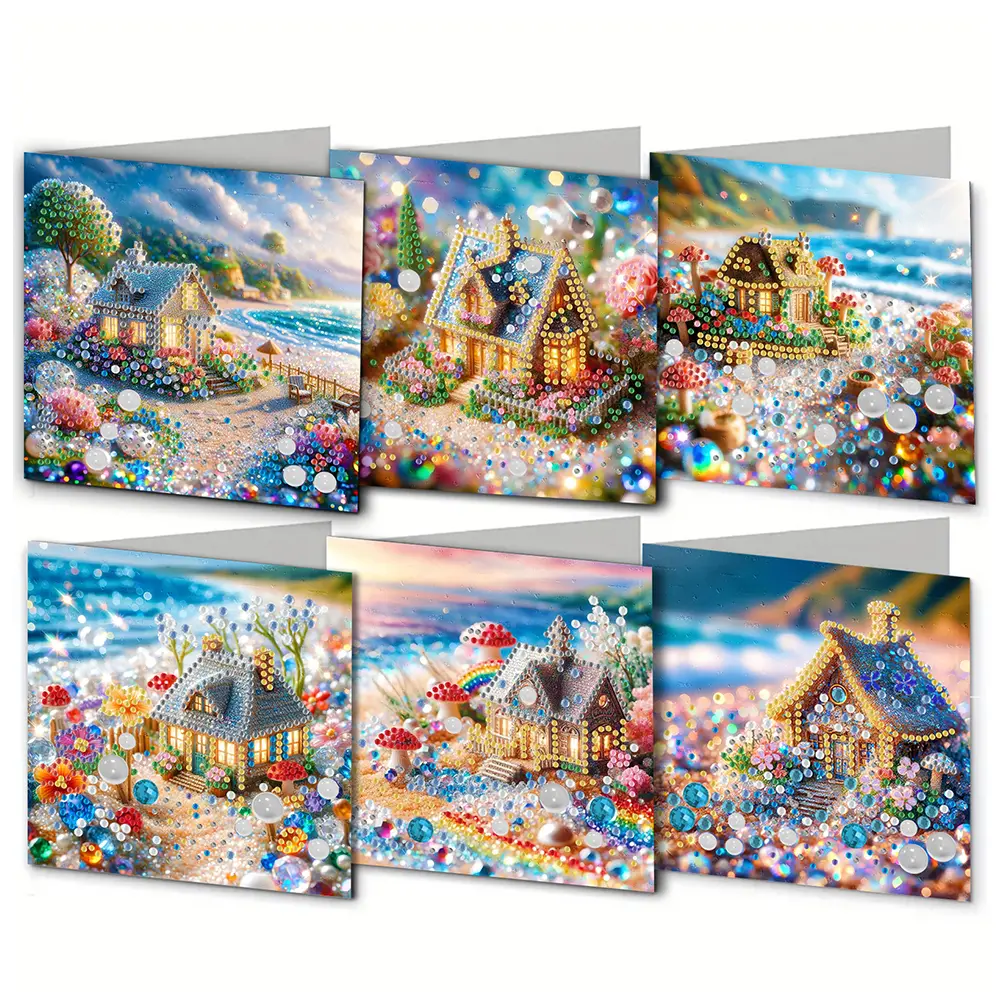 6Pcs Butterfly DIY Diamond Painting Card Diamond Daily Wish Card Diamond Painting Greeting Card for Holiday Party Favors