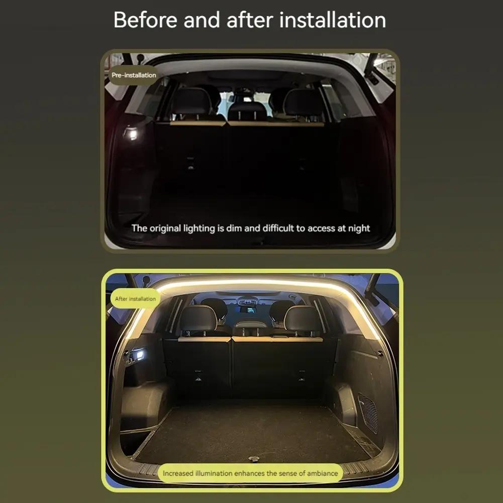 LED Automatic Tail Box Light No Drilling Auto Sensor Tail Light Strip Car Trunk Ambient Lighting Strip for Truck Trunk Decor