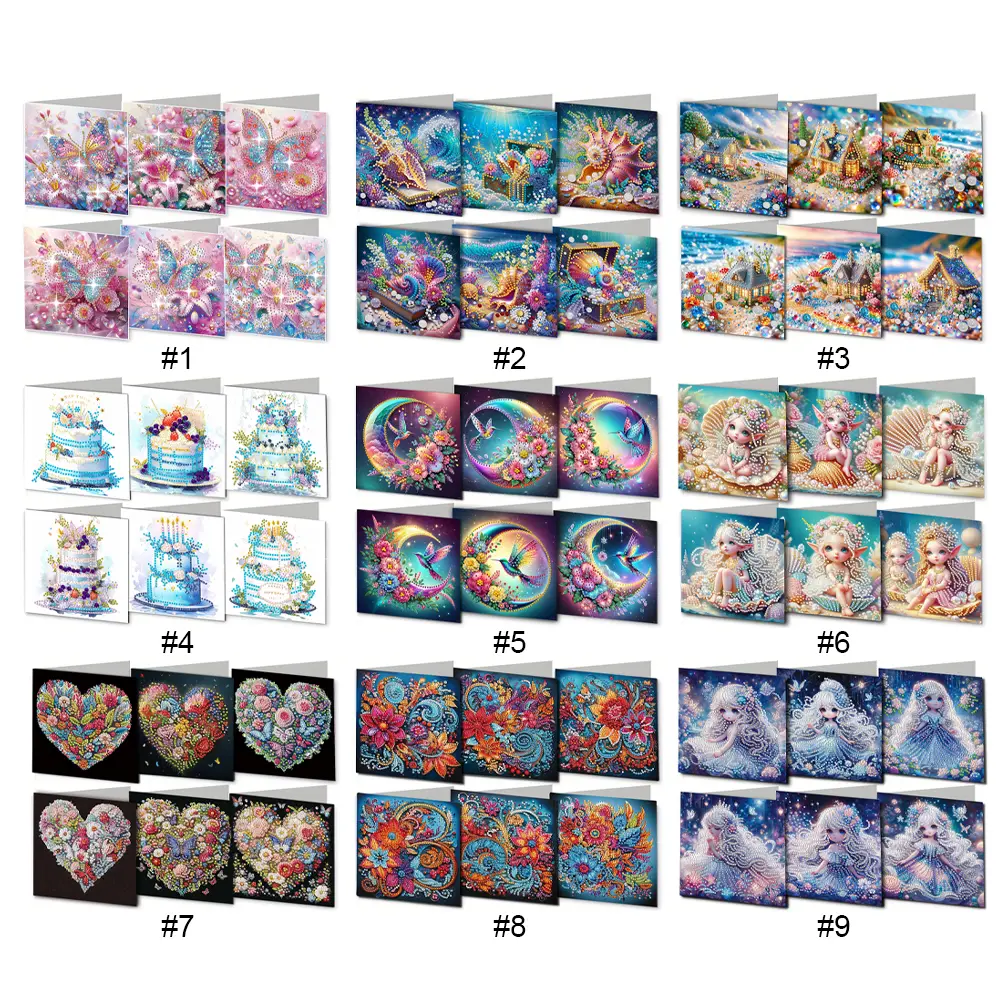6Pcs Butterfly DIY Diamond Painting Card Diamond Daily Wish Card Diamond Painting Greeting Card for Holiday Party Favors