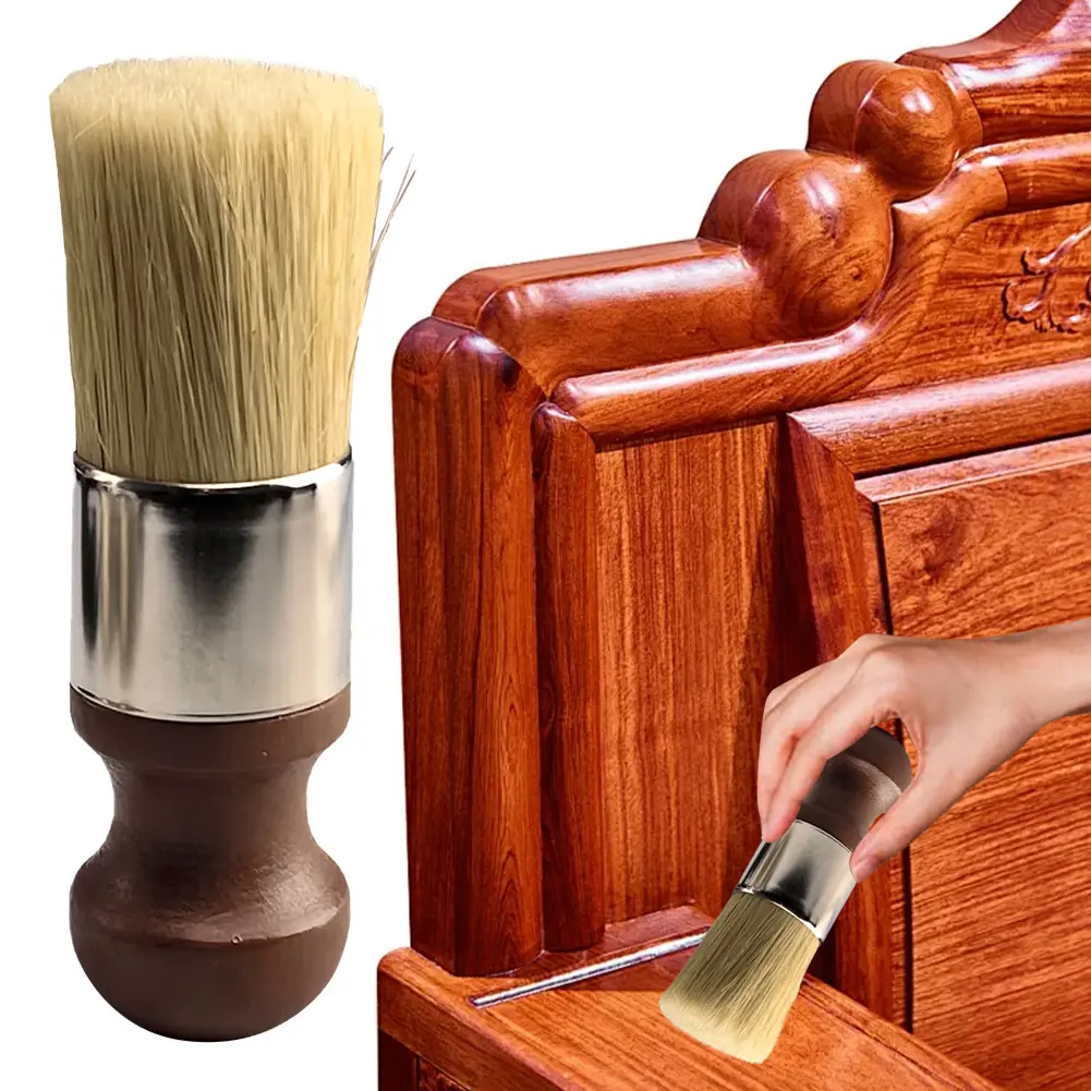 Furniture Salve Brush with Wood Handle Small Furniture Brush Wear Resist Wooden Sofa Repair Brushes for Car Seats Jackets Shoes