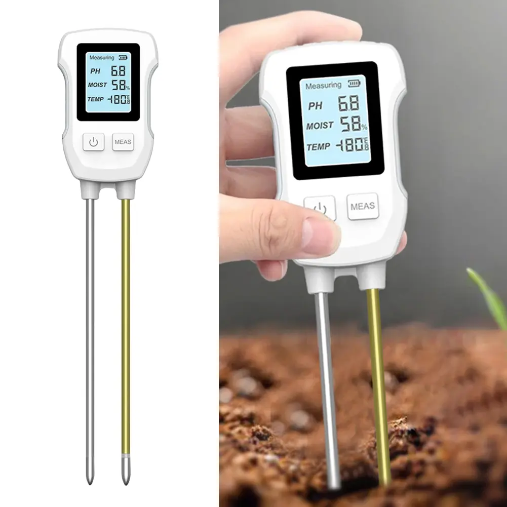 3 In1 Soil PH Tester LCD Screen Soil Moisture Meter Plant Temperature Environment Humidity Meter Indoor & Outdoor Plants Use