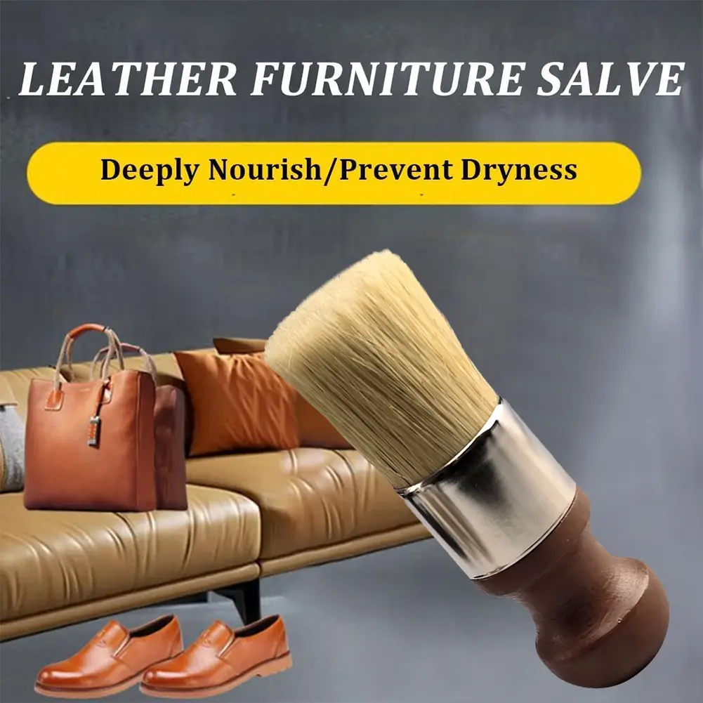 Furniture Salve Brush with Wood Handle Small Furniture Brush Wear Resist Wooden Sofa Repair Brushes for Car Seats Jackets Shoes