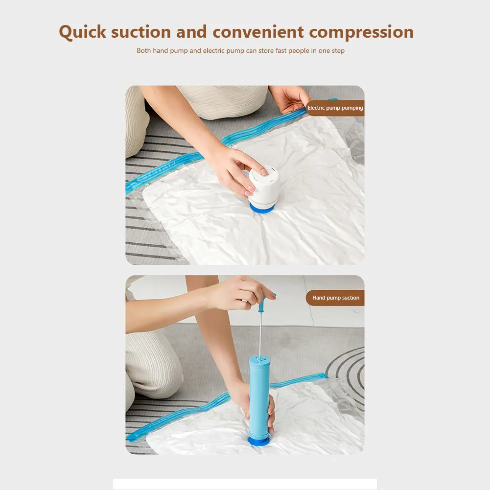 6/1pcs Hand Pump Vacuum Storage Bag Wardrobe Dustproof Coat Organizer Bags Clothes Down Jacket Pillows Folding Compression Bag