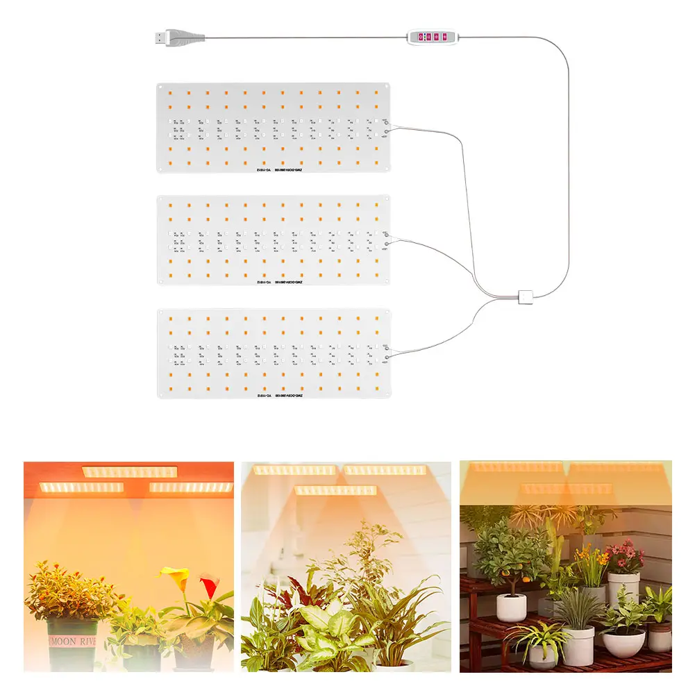 Ultra-Thin Panel Grow Lights USB Full Spectrum Grow Lights with Timer LED Phyto Lamp Dimmable for Indoor Plants