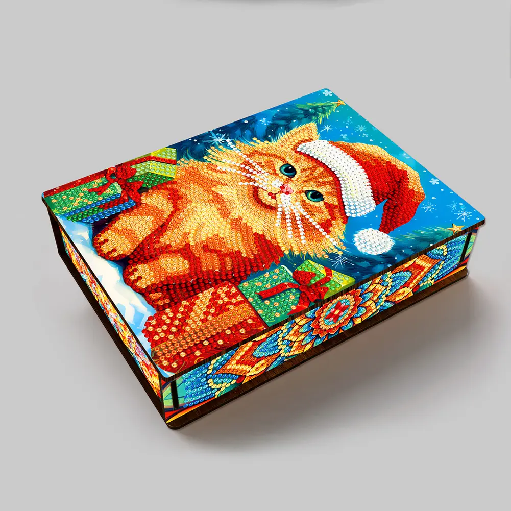 Christmas Xmas Bell Diamond Painting Jewelry Storage Box DIY Xmas Gift Special Shaped Handmade Drill Wood Organizer Case