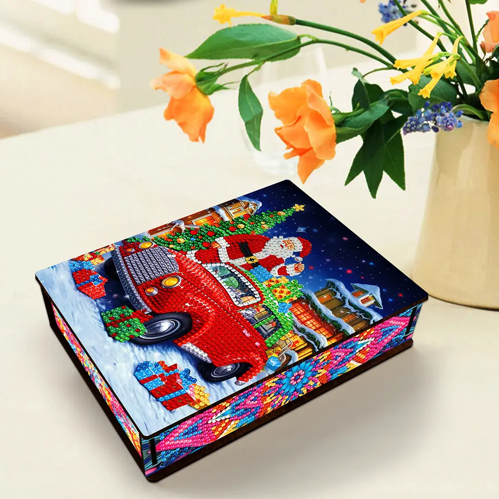 Christmas Xmas Bell Diamond Painting Jewelry Storage Box DIY Xmas Gift Special Shaped Handmade Drill Wood Organizer Case