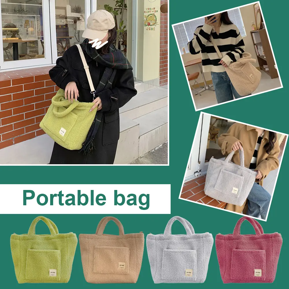Winter Messenger Bags Soft Plush Shoulder Crossbody Bag Large Capacity Messenger Handbag Lamb Down Travel Street Ladies Hand Bag
