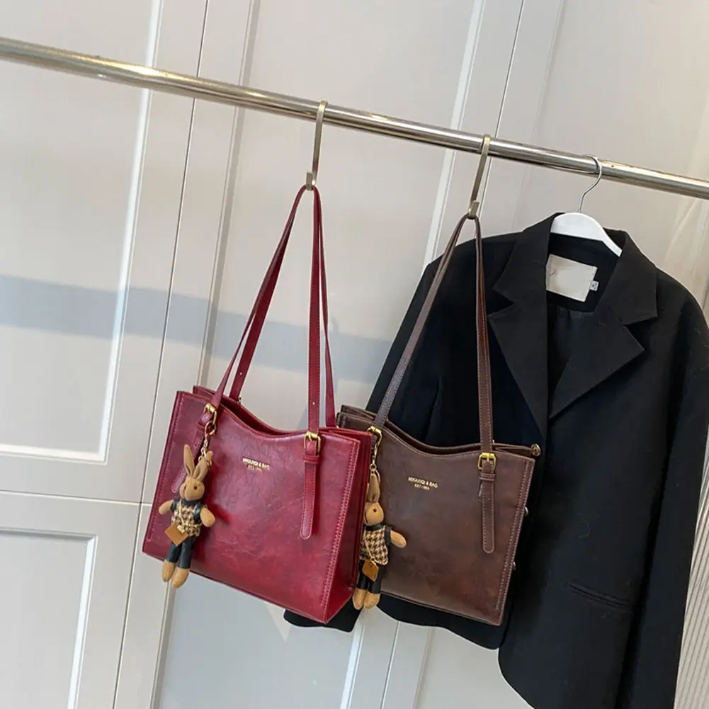 Women Vintage Shoulder Bag PU Leather Casual Tote Bag Large Capacity Fashion Shoulder Bag Ladies Travel Handbag