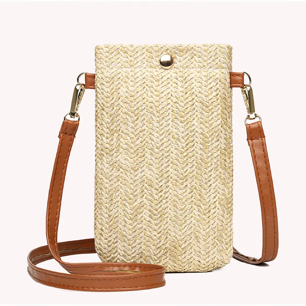 Mini Weave Straw Shoulder Bags Women Summer Beach Crossbody Bag Travel Vacation Small Crossbody Bag Cute Phone Purse Handbag