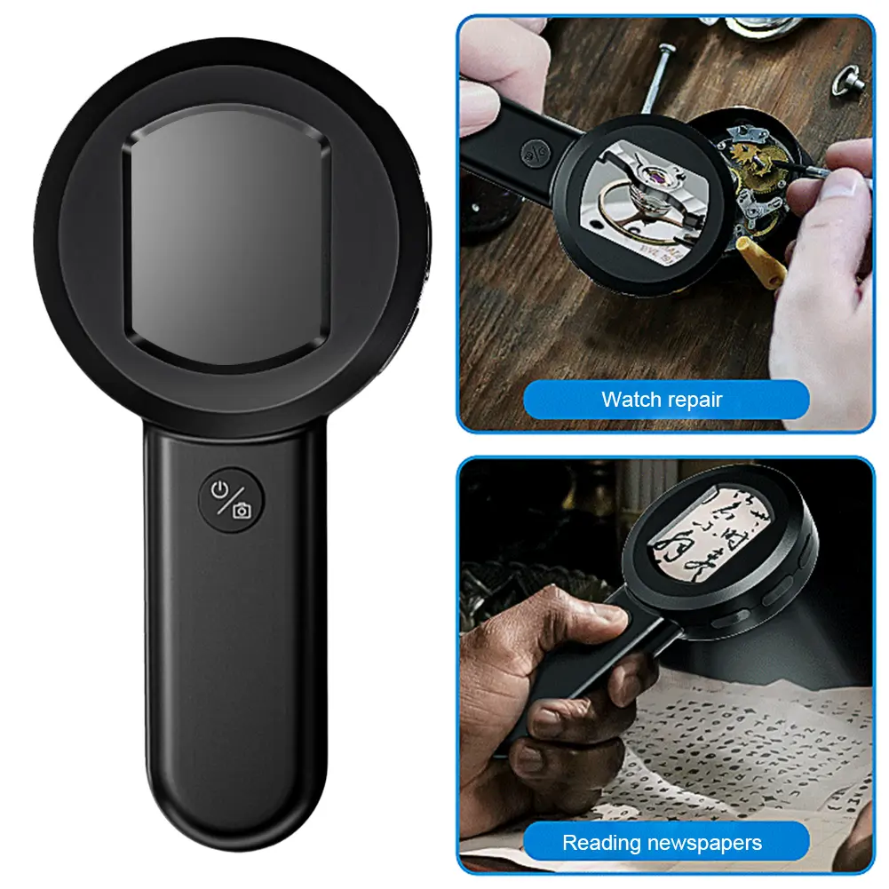 50X Handheld Magnifying Glass with 8 LED Light Rechargeable Portable Magnifier for Seniors Low Vision Books Detailed Inspection