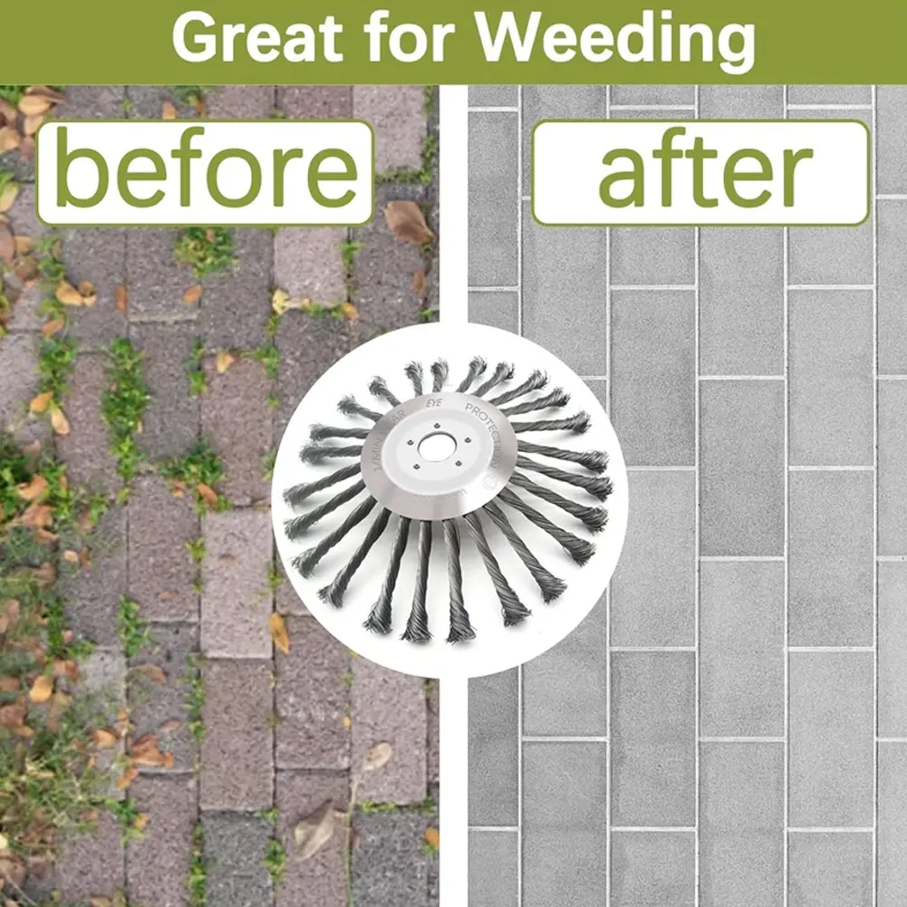 10inch Knot Steel Wire Grass Trimmer Head Universal Garden Weeding Brush Removal Rust Rotary Weed Brush Garden Tool Accessories