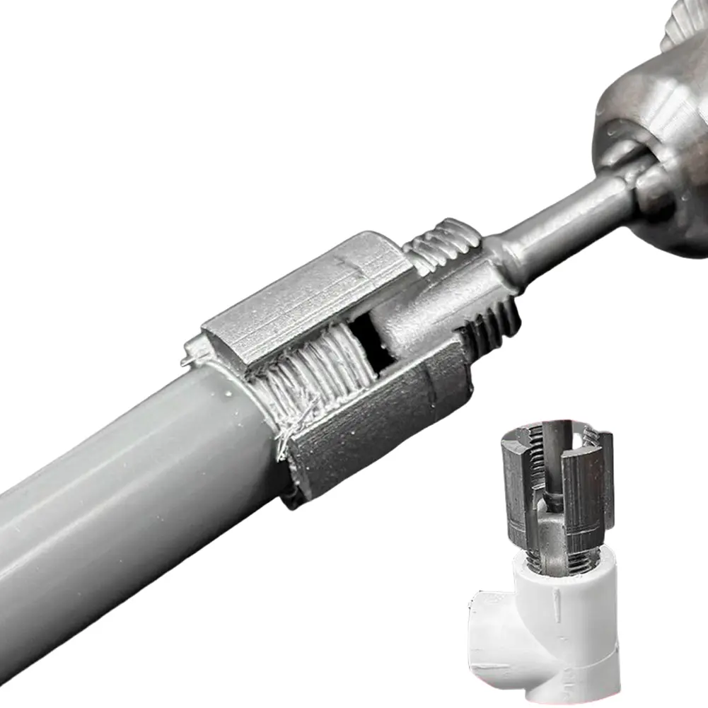 Integrated Internal & External Pipe Threading Tool 1/2 3/4 Inch PVC Pipe Threader Compatible Electric Drill Pipe Threader Kit