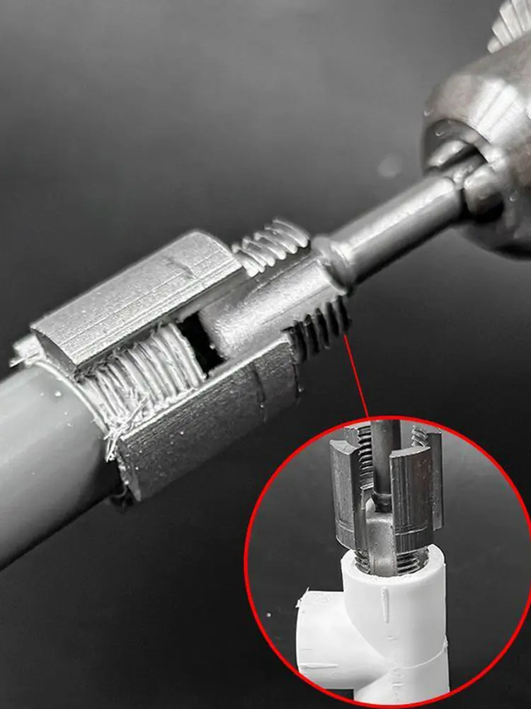 Integrated Internal & External Pipe Threading Tool 1/2 3/4 Inch PVC Pipe Threader Compatible Electric Drill Pipe Threader Kit