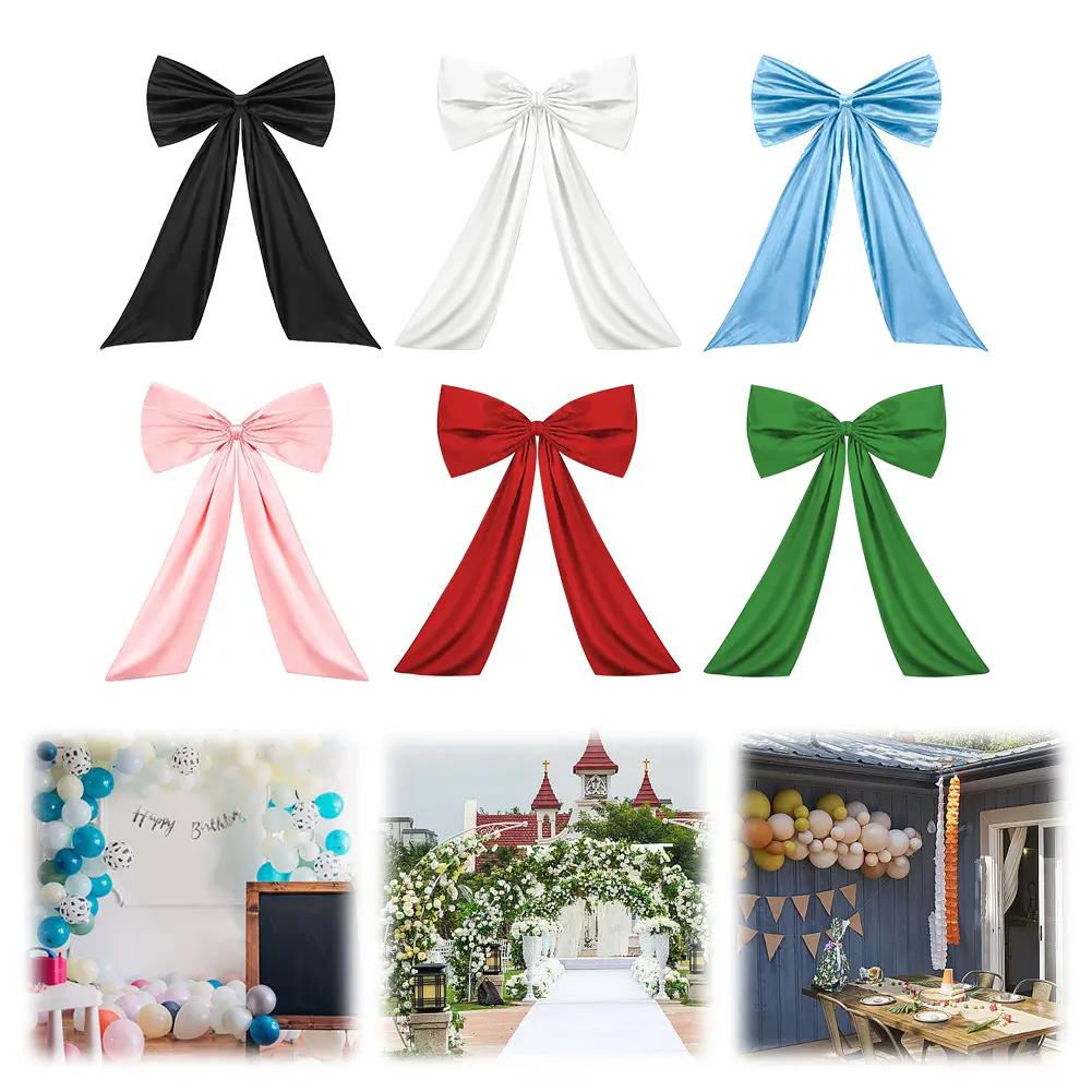 Satin Ribbon Bow Tie Themed Party Decorations Giant Bow Ribbon Decor Large Ribbon Hanging Bowknot Party Wedding Photo Prop Decor