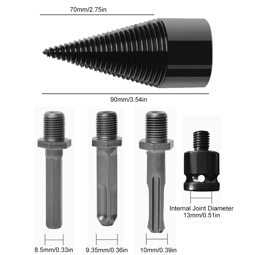 Heavy Duty Drill Screw Cone Driver 45mm 50mm Wood Splitting Cone Bits Wood Splitting Drill Bit Set for Electric and Hand Drills