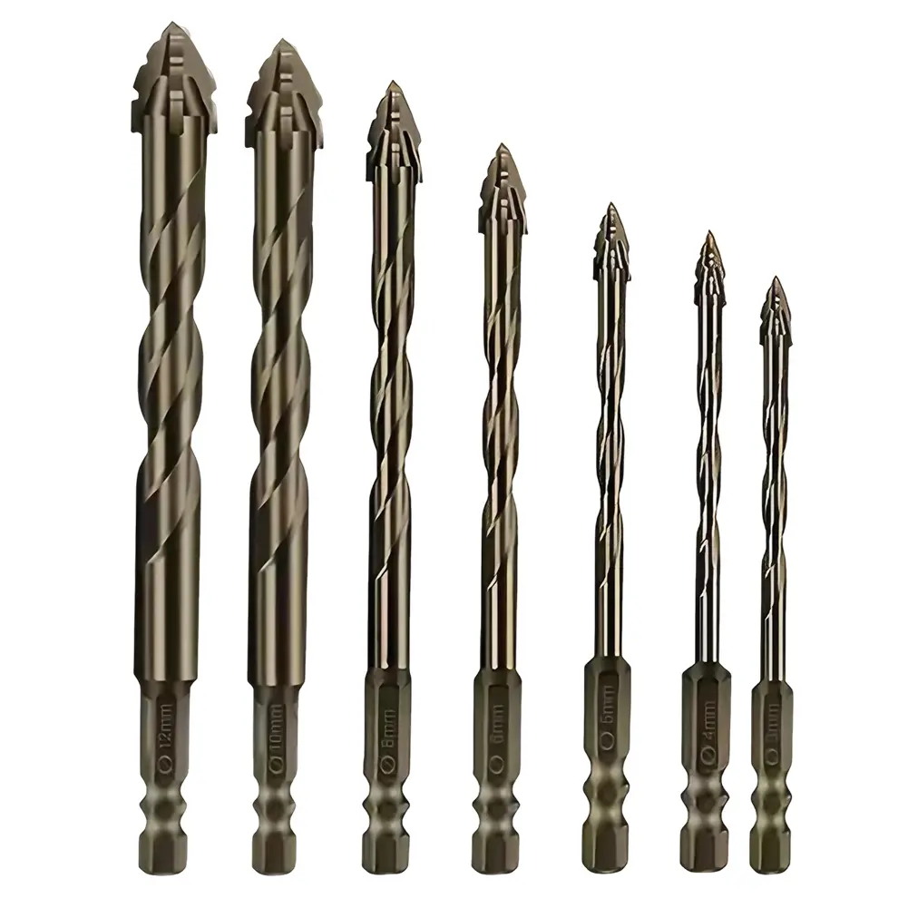 7Pcs Oblique Eccentric Twist Drill Bit Multifunctional High Hardness Glass Drill Bit 3/4/5/6/8/10/12 Mm for Wood Metal