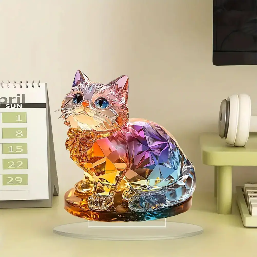 Kitten Desktop Standing Decoration Acrylic Decorative Sign Miniature Cat Decorative Desktop Decoration Home Room Decor