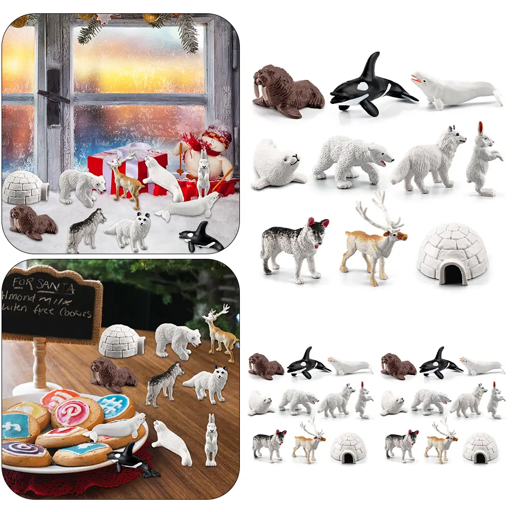 10Pcs Realistic Polar Animal Models Polar Animal Toy Whale Penguin Dolphin Polar Ocean Sea Animal Playset Montessori Animal Toys