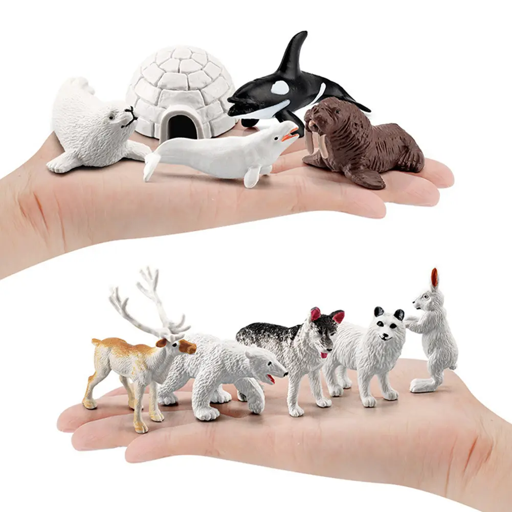 10Pcs Realistic Polar Animal Models Polar Animal Toy Whale Penguin Dolphin Polar Ocean Sea Animal Playset Montessori Animal Toys