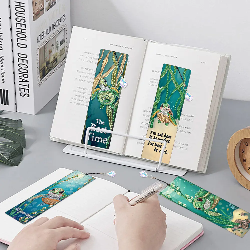 4Pcs Special Shape Dragonfly Diamond Bookmark Art Projects 5D DIY Diamond Painting Bookmark Diamond Art Bookmark with Pendant