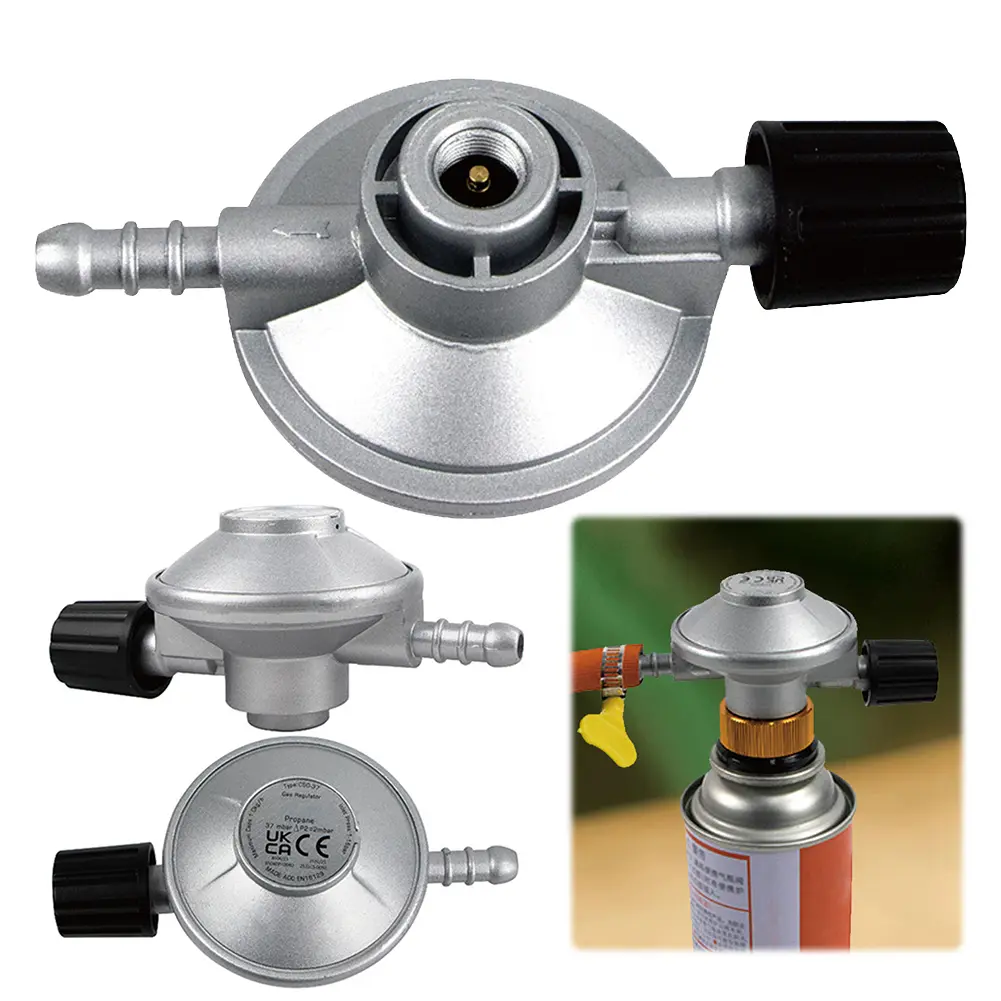 Low Pressure Gas Regulator Adjustable Propane Tank Connection Kit Barb Hose Connection 7/16 Inch for Camping Stove Grill Heater