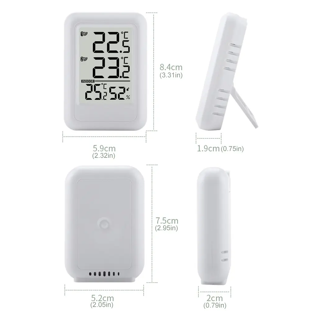 Wireless Weather Station Indoor Outdoor Thermometer Foladable Stand Inside Outside Thermometer 100m Range for Home Office