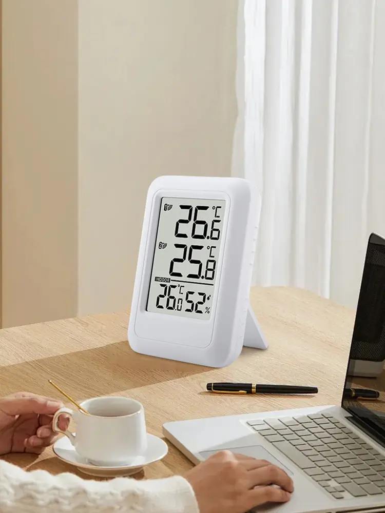 Wireless Weather Station Indoor Outdoor Thermometer Foladable Stand Inside Outside Thermometer 100m Range for Home Office