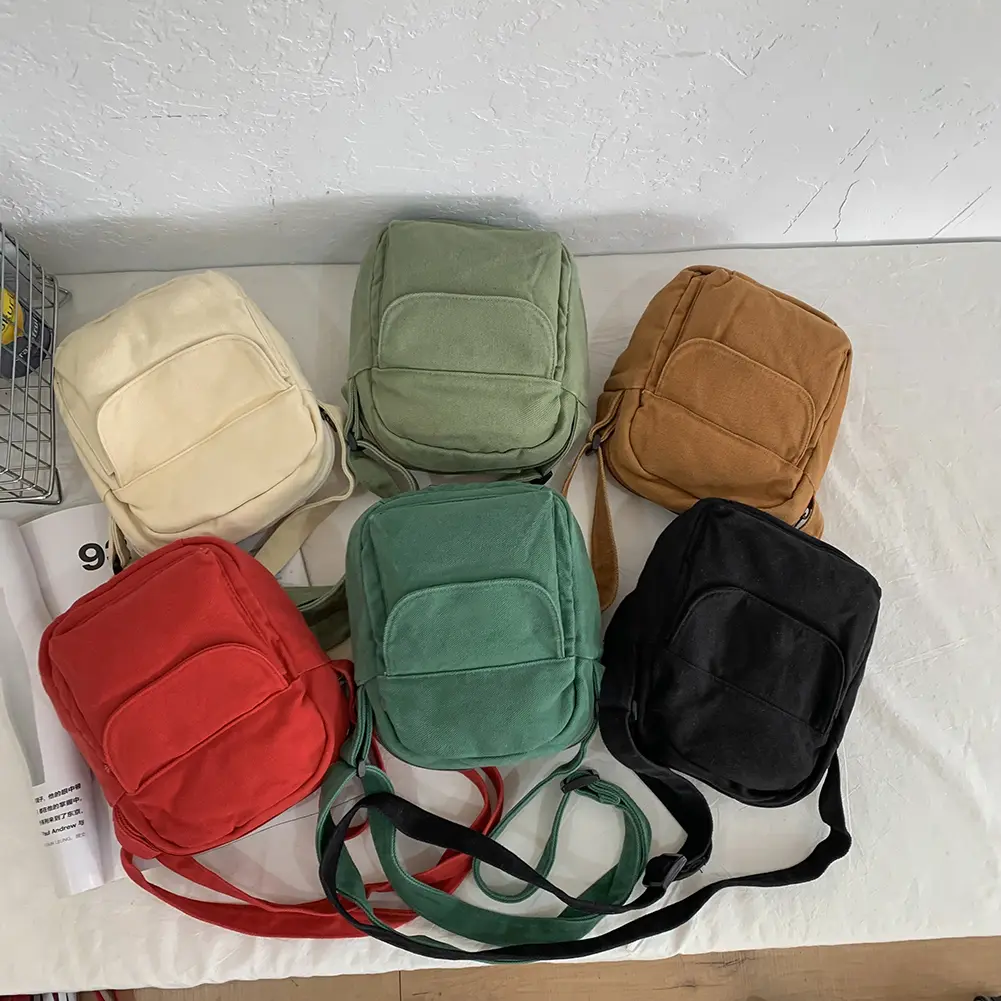 Crossbody Bag for Women Adjustable Strap Handbag Canvas Solid Color Satchel Purse Clutch Purse for Travel Commuting